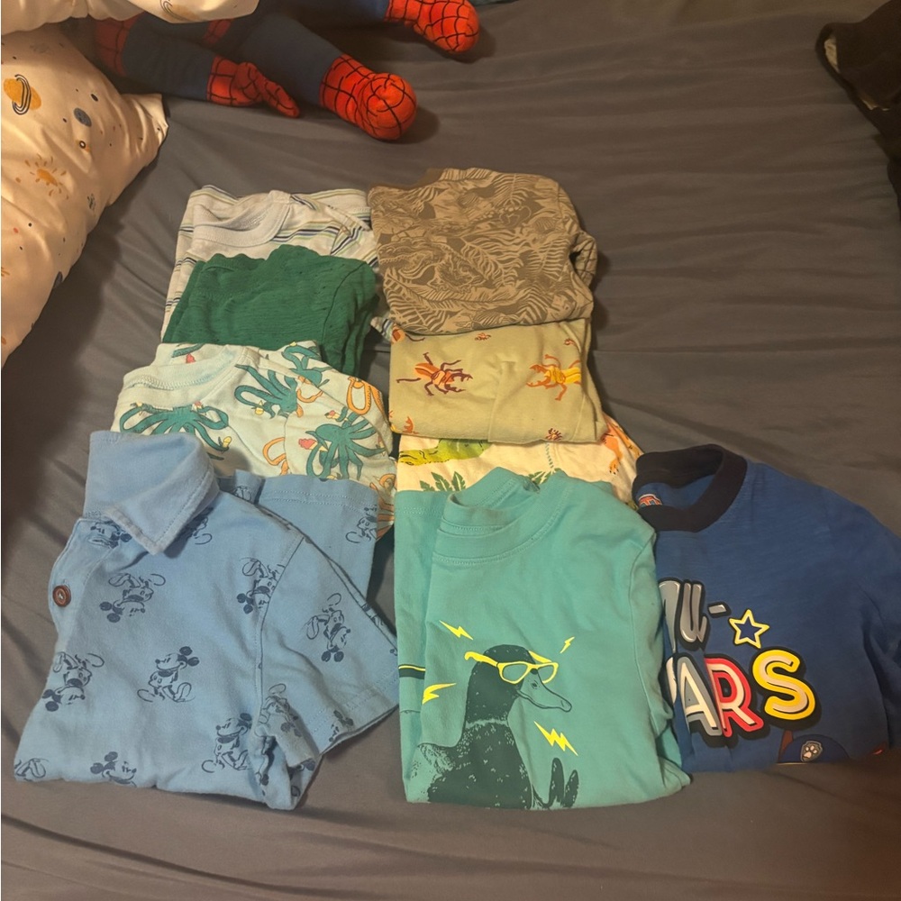 Assorted toddler, boy, graphic T-shirts, long sleeve shirts, pants, etc